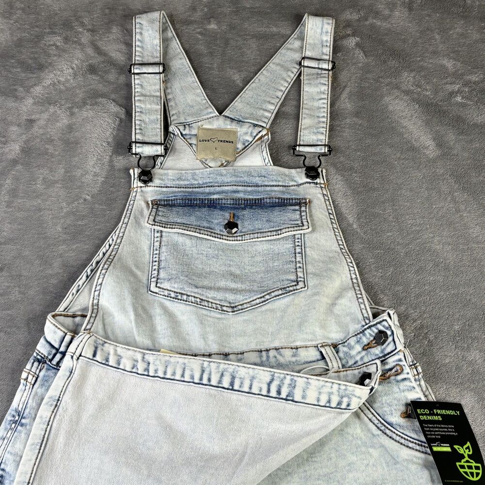 Love Trends‎ Skort Dungaree Womens Large Denim Overalls Shorts Eco-Friendly - Picture 6 of 16